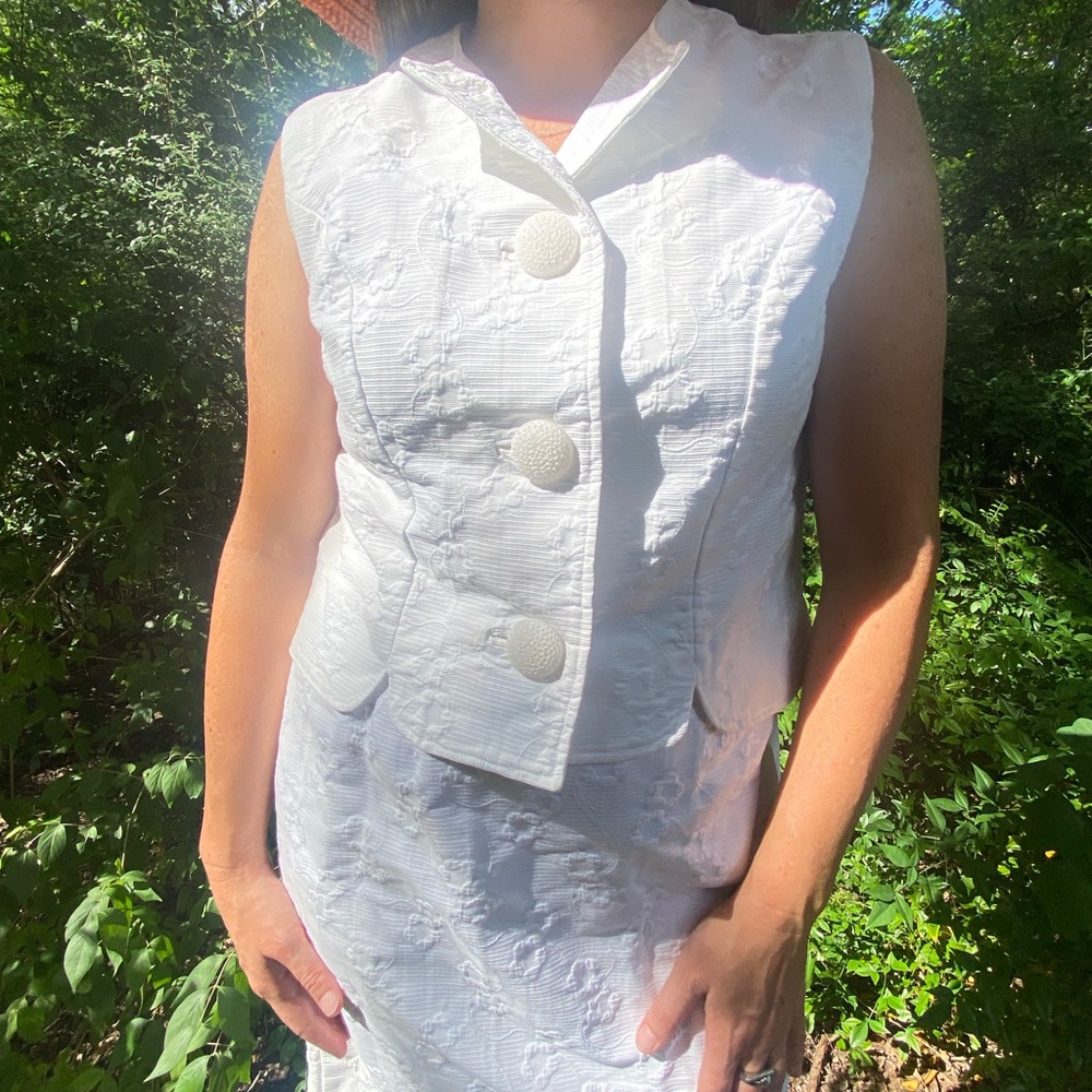 Vintage white two piece set with giant buttons
